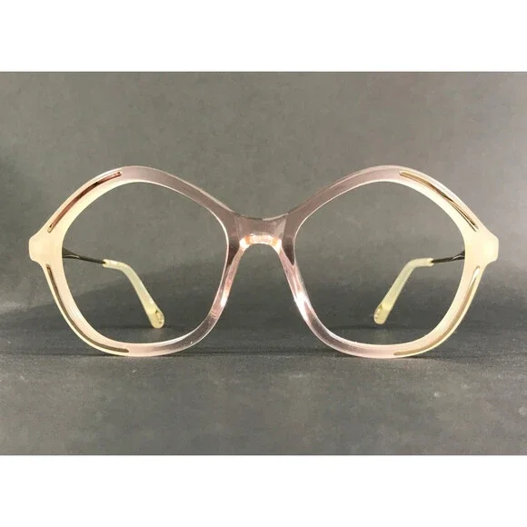 Chloe Eyeglasses Frames CH0062O 002 Transparent Nude Pink Gold Round 52-18-140