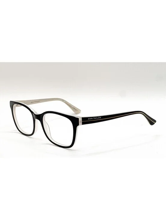 Ann Taylor AT323 C01 Black White Square Authentic Eyeglass Frames 51-18-132