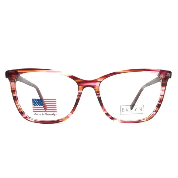 BKLYN Eyeglasses Frames PENN PNKS Striped Pink Cat Eye Full Rim 53-16-140