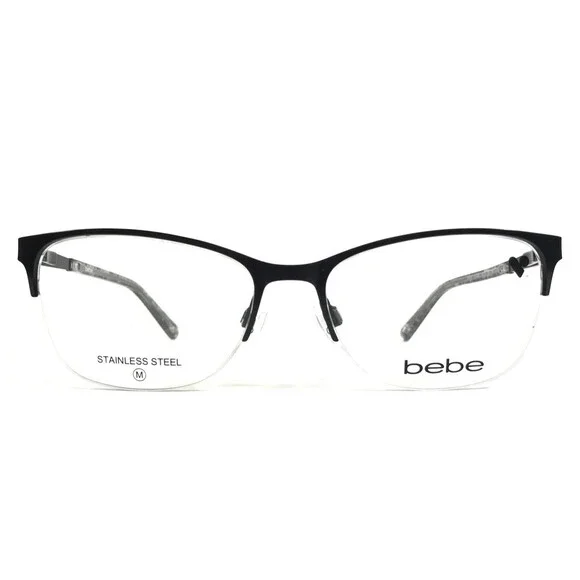 Bebe Eyeglasses Frames BB5236 001 JET Black Cat Eye Half Rim 52-16-140