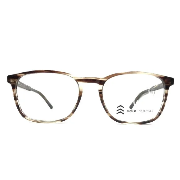 Adin Thomas Eyeglasses Frames AT-560 C2 Coffee Demi Striped Full Rim 52-18-140