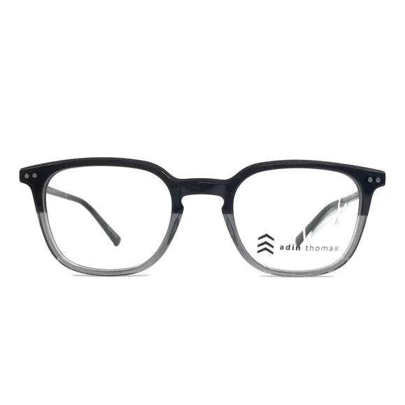 Adin Thomas Eyeglasses Frames AT-576 C1 Black Shadow Chrome Full Rim 48-21-140