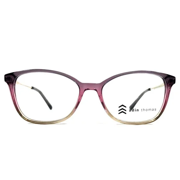 Adin Thomas Eyeglasses Frame AT-484 C3 Gray Pink Gold Cat Eye Full Rim 52-16-140
