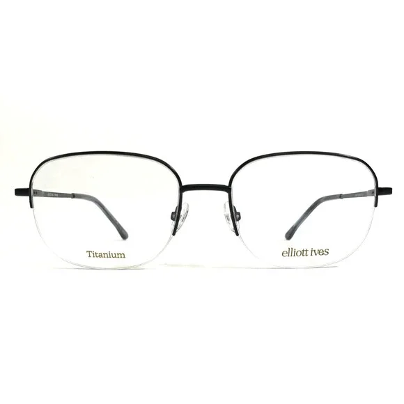 Elliott Ives Eyeglasses Frame FRINGE BK Black Square Half Rim Titanium 55-19-150