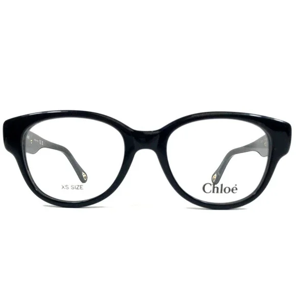 Chloe XS Eyeglasses Frame CH0124O 001 Polished Black Gold Cat Eye 49-18-140