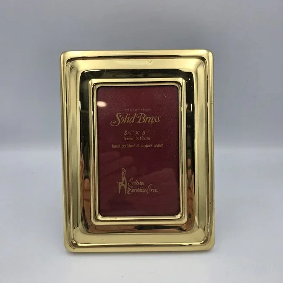 Solid Brass Picture Frame‎ Gold Red Felt Photo Holder By India Exotics 5