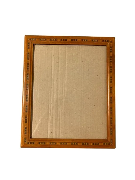 Vintage Wooden Picture Frame With Intricate Inlay Design Made In Thailand