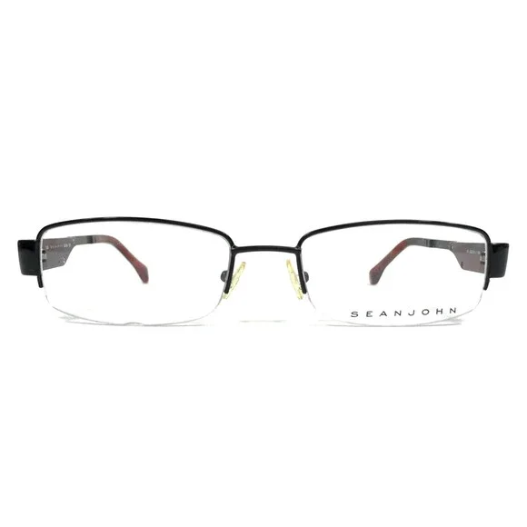 Sean John Eyeglasses Frames SJ4054 001 Black Red Rectangle Half Rim 53-19-145