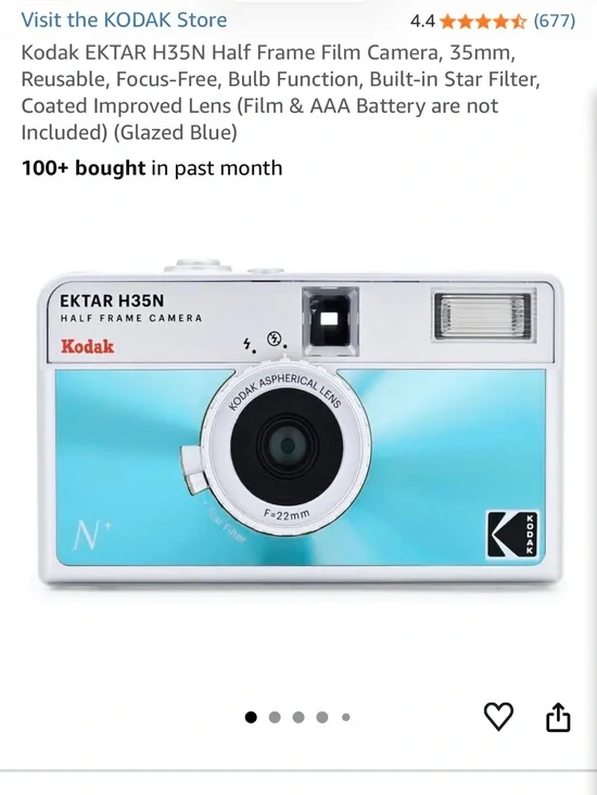 Kodak Glazed Blue Half-Frame Point & Shoot Camera