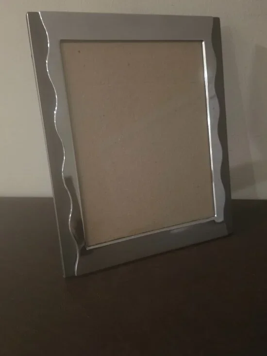 Two Tone Burnes of Boston Gray Metal Modern Style Standing Picture Frame 5 X 7