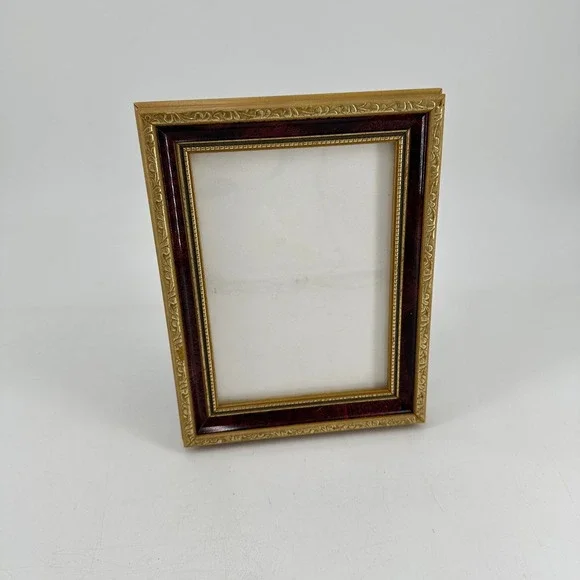 Vintage Style Ornate Gold and‎ Burgundy Filigree 5x7 Picture Frame Tabletop Wall