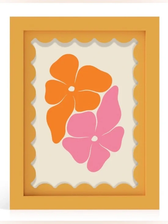 MDF Wood Picture Frame Real Glass w 3D Wavy Cardstock Mat 6x8” MUSTARD YELLOW