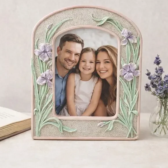 Lavender Floral Ceramic Picture Frame 5x7 Galleria Cottage Decor