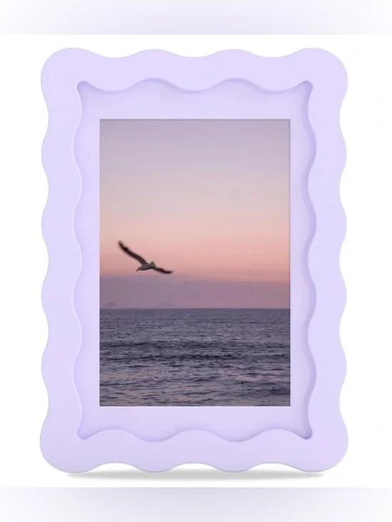 Wavy Frame with MDF Wood Real Glass Wall/Tabletop Vertical/Horizontal LAVENDER