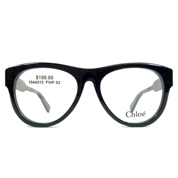 Chloe Eyeglasses Frames CH0152O 001 Polished Black Round Full Rim 53-17-145