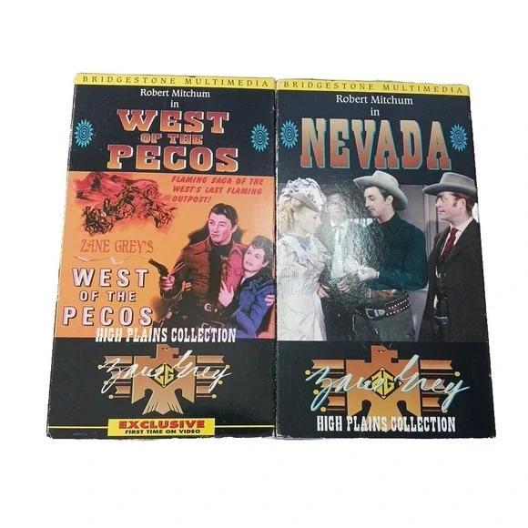 Robert Mitchum Western‎ VHS Lot West of the Pecos & Nevada Zane Grey High Plains