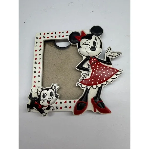 Disney Parks Minnie Mouse FigaroCat Polka Dot Magnet Photo Frame Red White Black