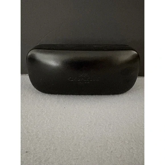 Coach Women Eyeglass Case Hard Clamshell Black Embossed Logo Designer Eyewear