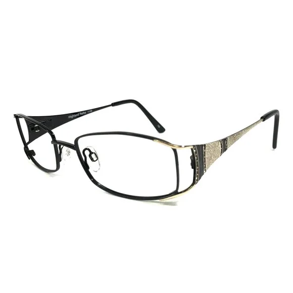Highland Parke Eyeglasses Frame Zyloware 021 111M Black Gold Rectangle 52-17-135