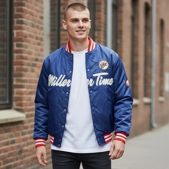 VTG Chase Authentics Rusty Wallace Miller Time NASCAR Jacket Blue Men Size‎ XXL