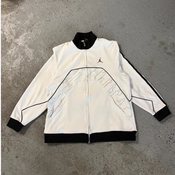 Vintage Y2K Jordan Brand XX2‎ White Black Full Zip Track Jacket Lg Jumpman Logo