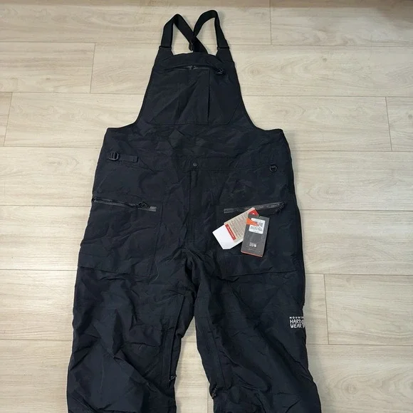 NEW Mountain Hardwear First Tracks Bib Pant Mens XXL Black Ski Recco Winter $300