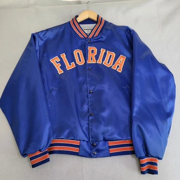 VTG University Of‎ Florida Gators Satin Bomber Jacket Size XL Made In USA