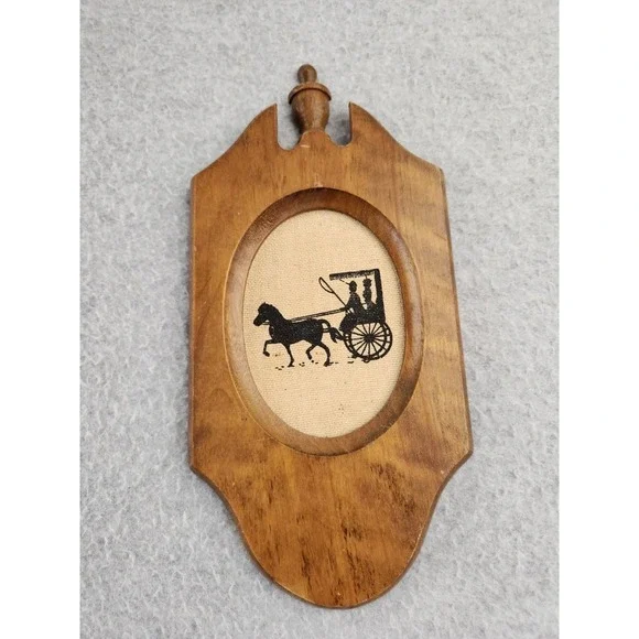 Vintage Silhouette Victorian Horses Buggies Courting Couples Wooden Frame Decor