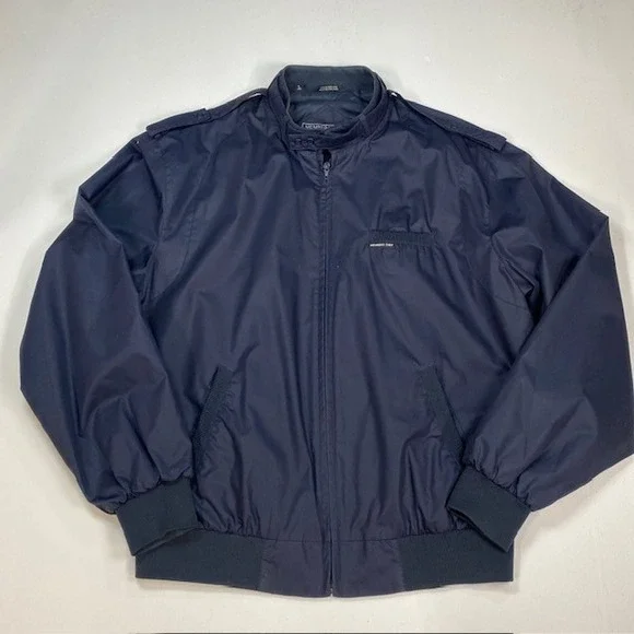 Members Only Mens Iconic Racer Jacket Navy Blue Size Large Long‎ Vintage Bomber