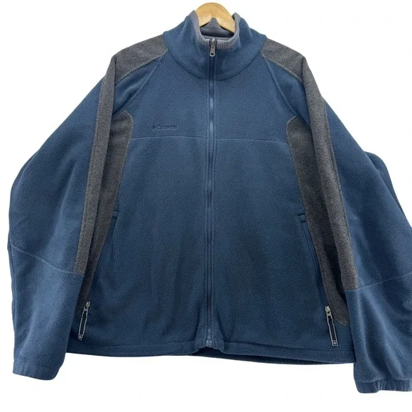Columbia‎ Mens XL Core Interchange Fleece Jacket Blue Gray Full Zip Outerwear