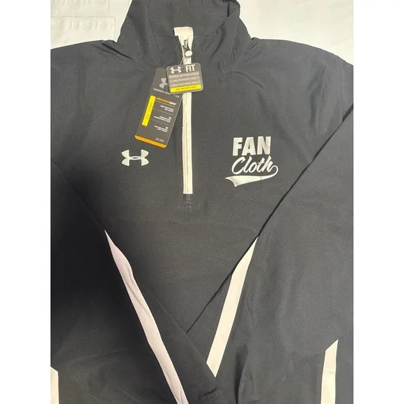 NWT Under Armour Fan Cloth Black Pullover Mens Medium Half Zip Jacket‎