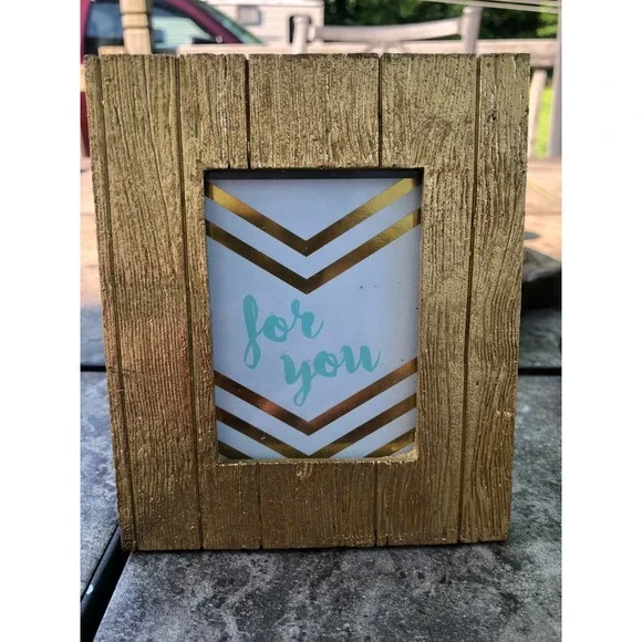 Sicura Gold Textured Wood Plank Picture Frame Rustic Farmhouse Decor 2.5x3.5