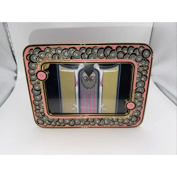 Erte Sevenarts Ltd Art Deco Enamel Metal Bedazzled Picture Frame Unique HTF Pink