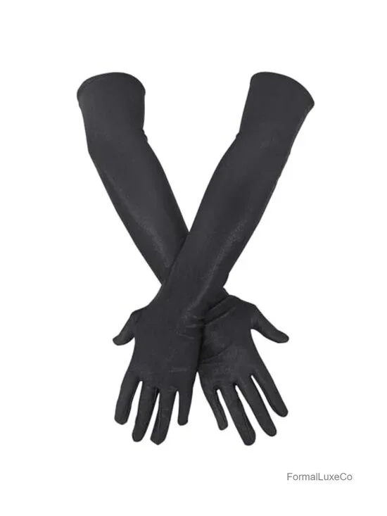 Long Opera Party Gloves Satin Stretchy Elbow Length Gloves