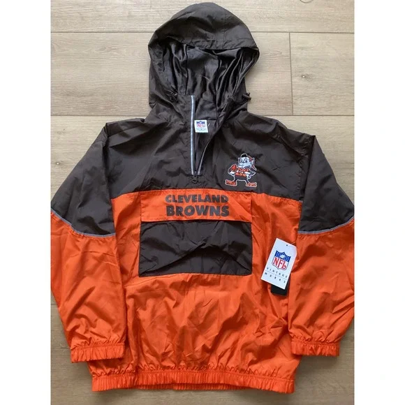NFL‎ Cleveland Browns Windbreaker Anorak Jacket Orange lightweight rain jacket