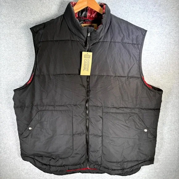 The Foundry‎ Supply Puffer Vest Men's 3XL Black Lined Full Zip Mock Neck Pockets