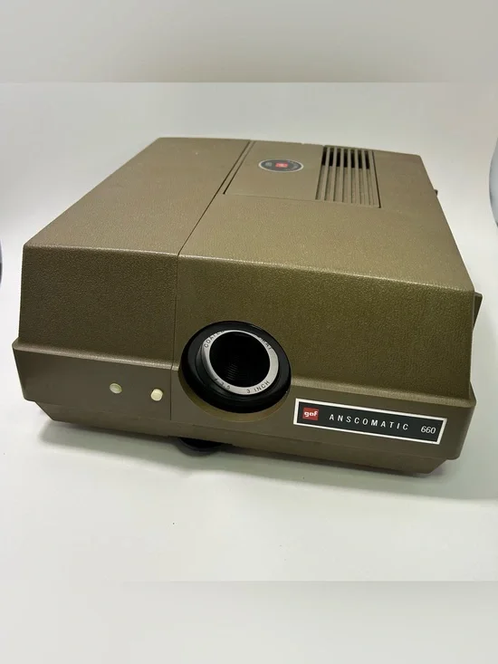 Vintage GAF Anscomatic 660 Slide Projector TESTED & WORKING Carry Made In USA