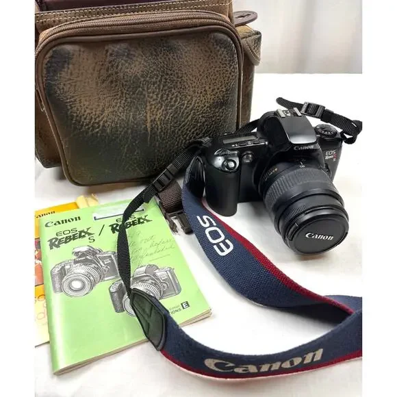 Vintage Black Canon EOS REBEL X S 35mm FILM SLR Camera Body & Lens Preowned