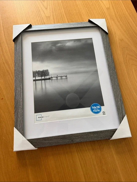 Mainstays Gray Wood-Effect Picture Frame with Mat - glass