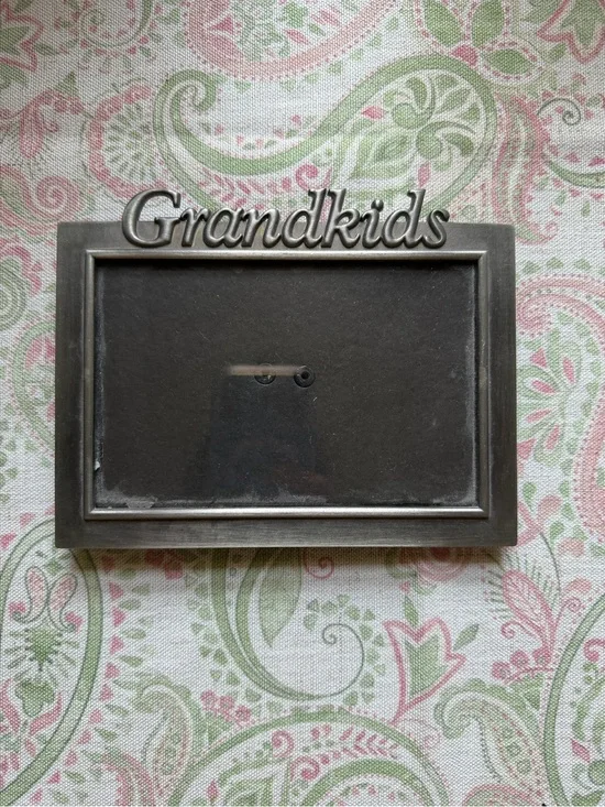 Vintage Grandkids Ornate Pewter Metal Photo Frame With Velvet Backing