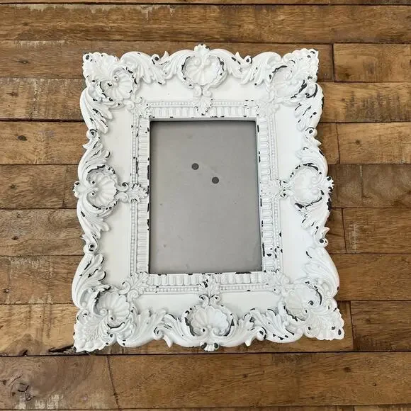 White Ornate Picture Frame 4.5 x 6.5 in Heavily Distressed Baroque Hobby Lobby