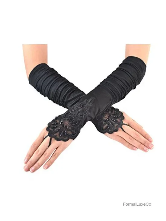 Satin Fingerless Gloves Formal Wedding Bridal Party Opera Mitten