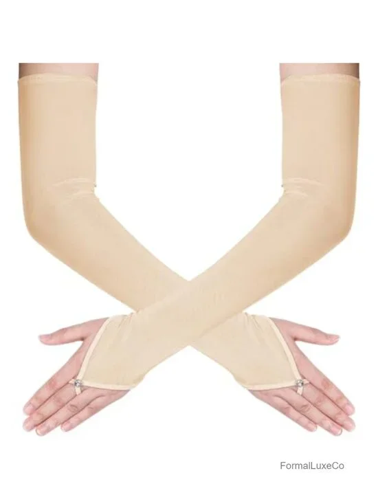 Long Fingerless Sheer Mesh Tulle Gloves Wedding Bridal Opera Party Halloween