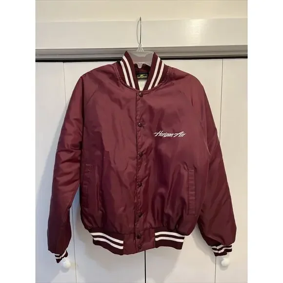 Horizon Airlines/Air Bomber Jacket K-PRODUCTS MADE‎ IN USA ~ Maroon Sz S EUC!
