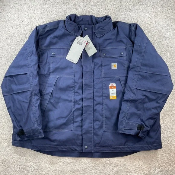 Carhartt FR‎ Mens 4XL Quick Duck Full Swing Insulated Coat Navy Blue OJ2182-FRM