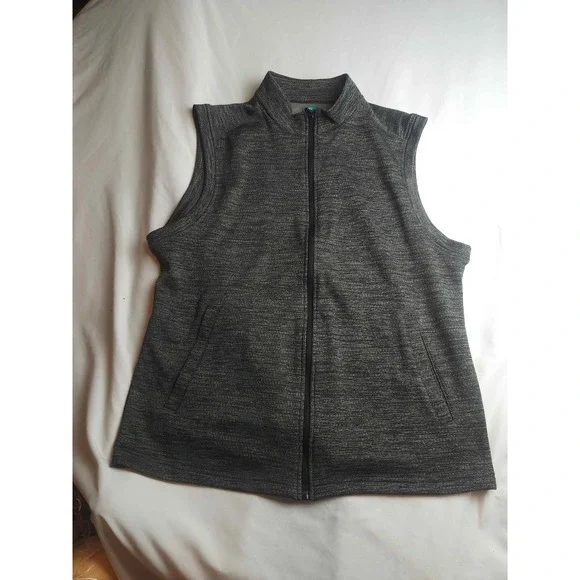 Pro Tour Mens Airplay Full Zip Golf Vest Heather Gray Mock Neck Size M