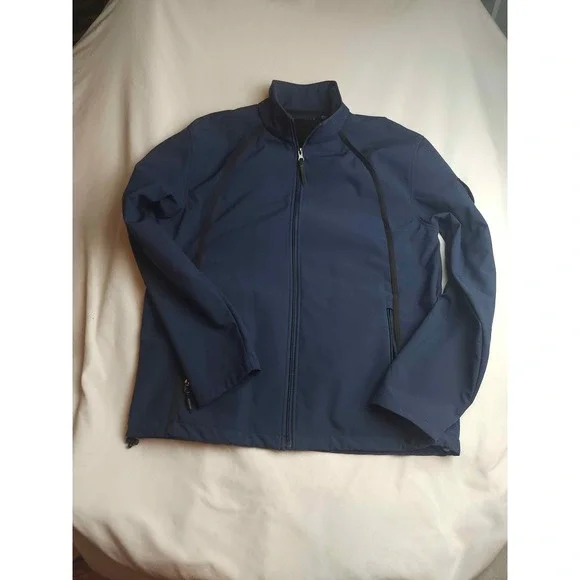 PGA Tour Mens Navy Blue Full Zip Softshell Golf Jacket Large Mock Neck