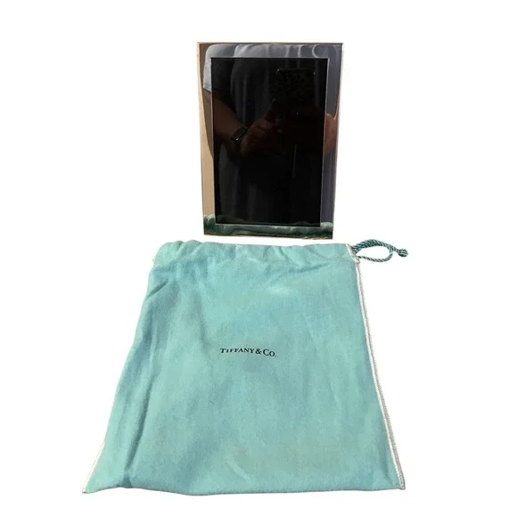 Tiffany & Co Pewter Picture Photo Frame 4x6 Blue Logo Dust Bag FLAW