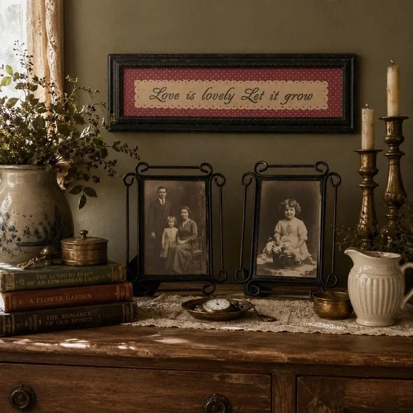 Vintage 5x7 Black Scroll Picture Frames Set Love Is Lovely Let It Grow Decor