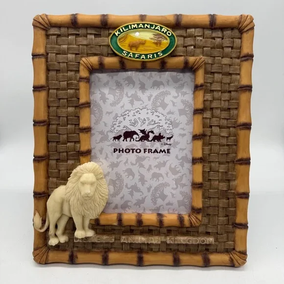 Disney Kilimanjaro Safaris Photo Frame Animal Kingdom Vintage Bamboo Lion Brown